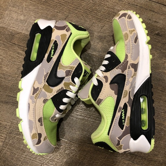 Atmos Nike Air Max 90 Reverse Duck Camo Volt Women Shoes Sneakers Men Casual Fashion Style in 